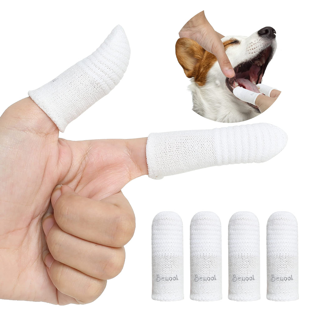 Beuool Dog Toothbrush Cat Toothbrushes-Fingers Toothbrushes for Dog Cats Teeth Cleaning, Washable&Comfortable&Durable, 1 Set for Two Fingers, Includes 2 Sets White Pearl White - PawsPlanet Australia