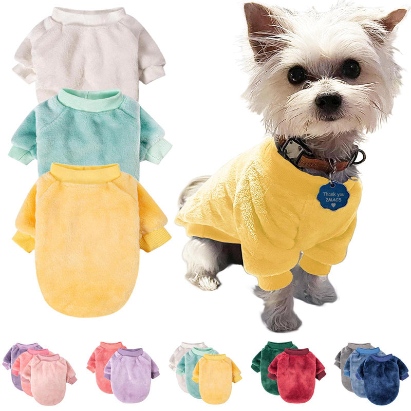 Dog Sweater, Pack of 2 or 3, Dog Clothes, Dog Coat, Dog Jacket for Small or Medium Dogs Boy or Girl, Ultra Soft and Warm Cat Pet Sweaters Beige,Light green,Yellow - PawsPlanet Australia