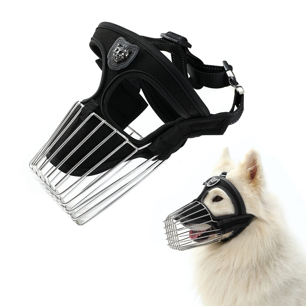 Dog Muzzle, Wire Basket Dog Muzzle for German Shepherd, Adjustable Stainless Steel Basket Muzzle for Medium Large Dogs, Prevents Biting, Chewing and Licking S - PawsPlanet Australia