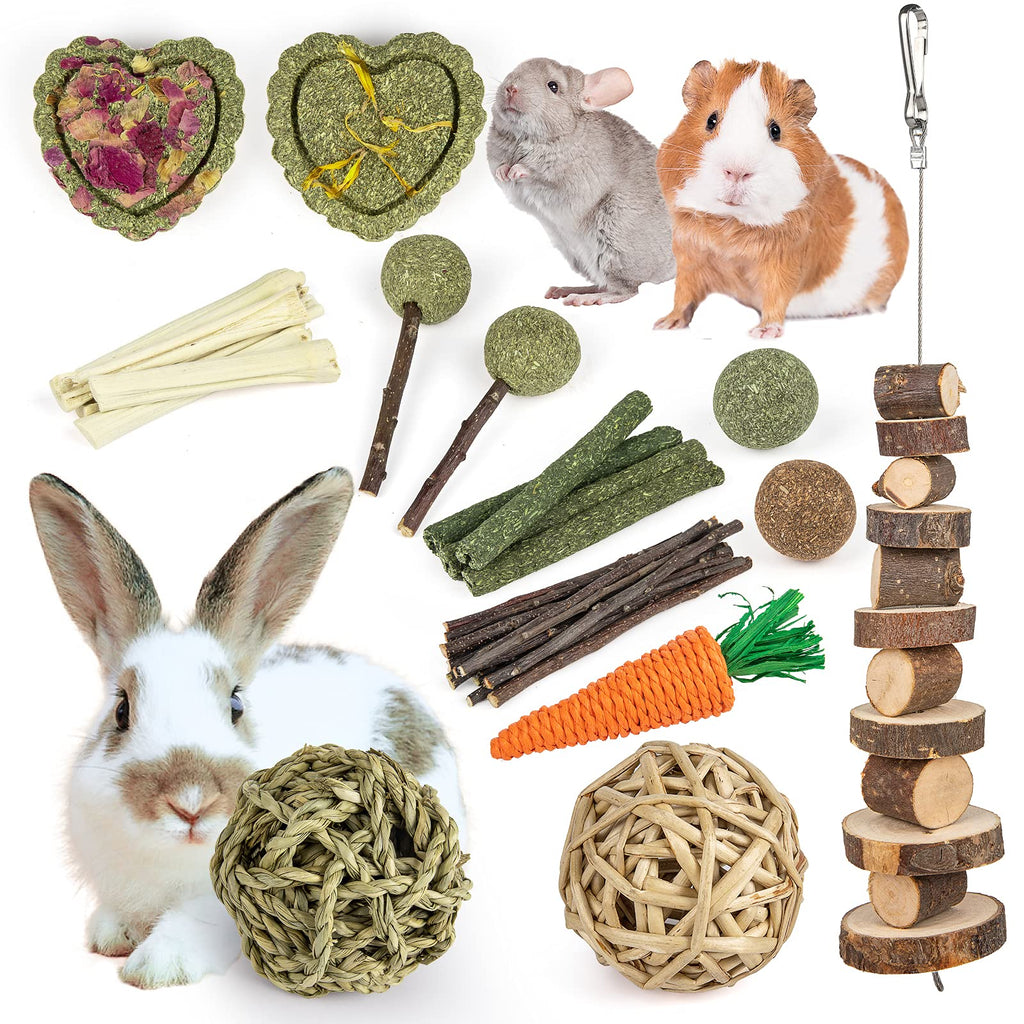 Sofier Rabbit Toys Bunny Toys Guinea Pig Toys Natural Timothy Hay Sticks Hamster Toys for Teeth Handmade Rabbit Chews and Treats Apple Wood Sticks Chinchilla Rat Brown - PawsPlanet Australia