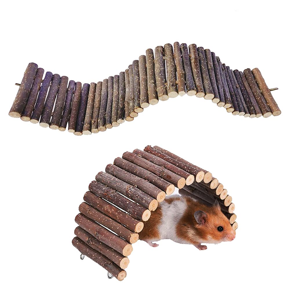 THpetshop Wooden Ladder Bridge and Suspension Bridge Hamster Mouse Rat Rodents Toy Perfect Chews for Guinea Pigs Small Animal Chew Toy 2 Piece Set - PawsPlanet Australia