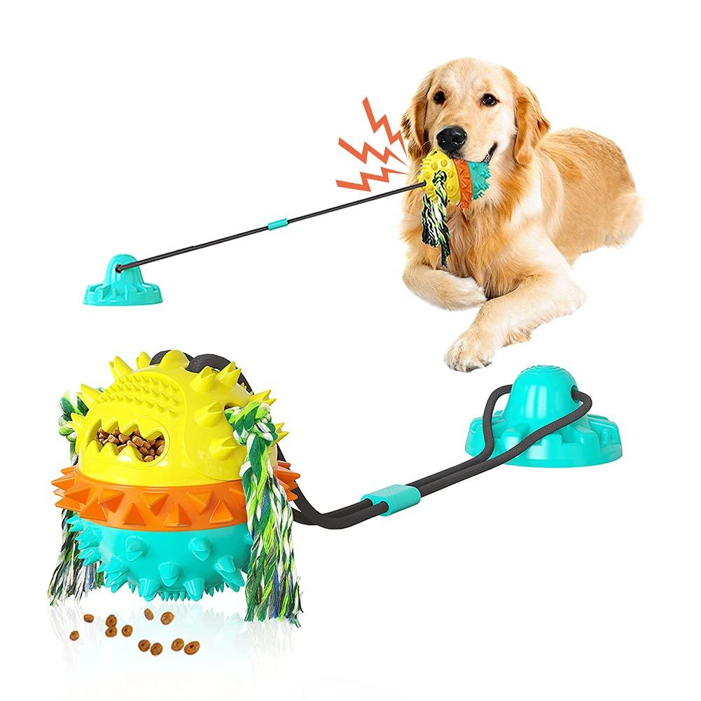 Suction Cup Dog Chew Toy for Aggressive Chewers, Interactive Puzzle Dogs Squeaky Rope Toys for Large Dogs with Teeth Cleaning and Food Dispensing Features - PawsPlanet Australia