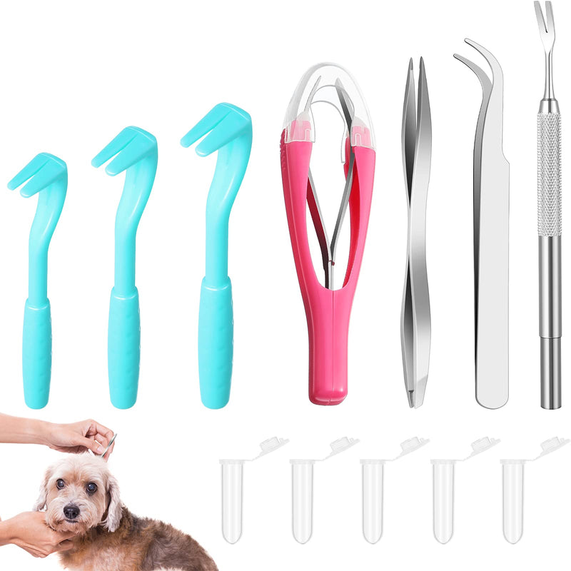 17 Pieces Tick Removal Kit Including 7 Tick Remover Hook Tweezers and 10 Reusable Tubes Stainless Steel Plastic Removers for Cats Dogs Pets Humans - PawsPlanet Australia