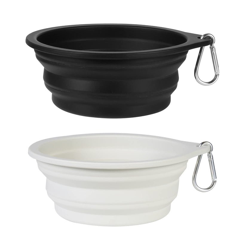 SLSON 2Pack Collapsible Dog Bowl,Integrated Molding Travel Bowl No Plastic Rim Pet Feeding Bowls for Walking Traveling Outdoors,600ML Black+Light Grey - PawsPlanet Australia