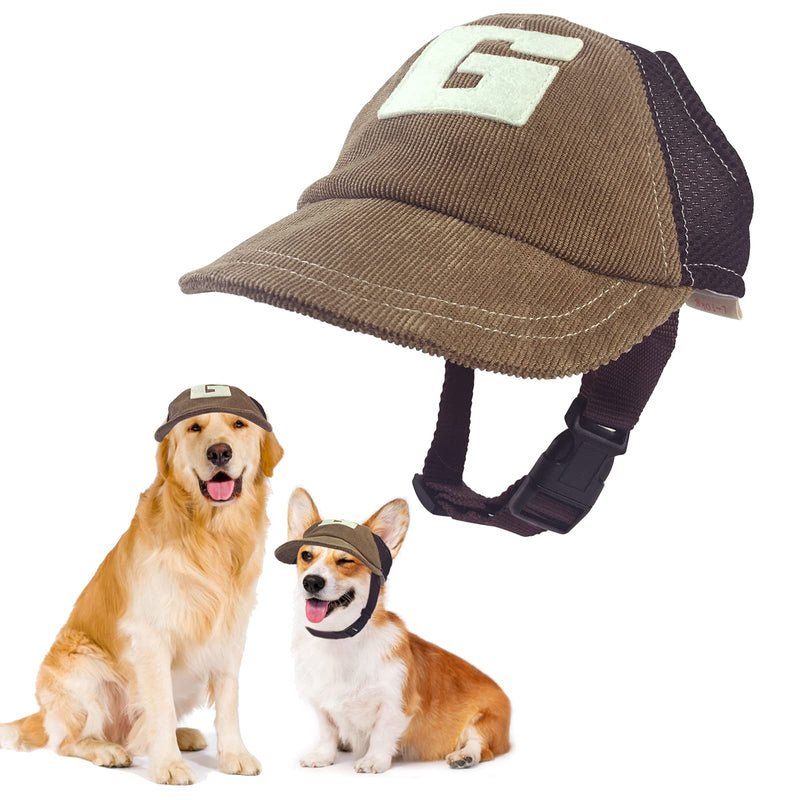 Universal Dog Baseball CapSun ProtectionPet Visor Cap, Outdoor Dog Sports Hat with Adjustable Ear Holes and Chin Strap, for Large Medium Dogs Khaki-S - PawsPlanet Australia