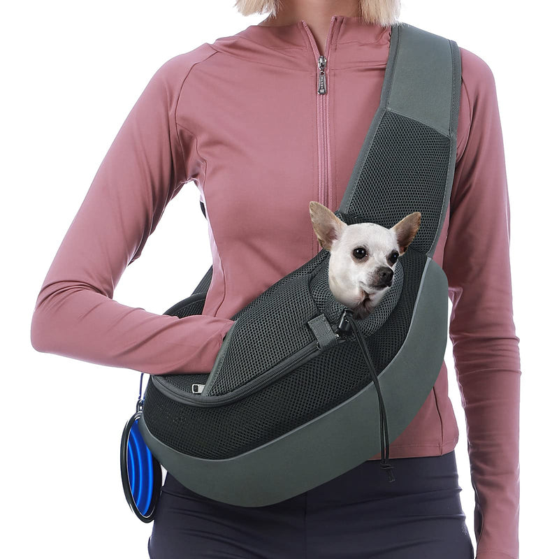 Pet Dog Sling Carrier Sucipi Hard Bottom Satchel Carrier Bag Papoose Crossbody for Small Dog Cat with Collapsible Dog Bowl Small Black - PawsPlanet Australia