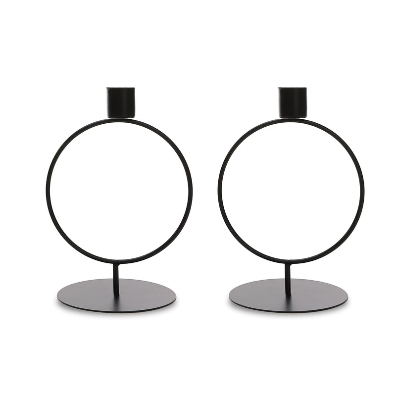DN DECONATION Taper Candle Holders with Ring Stand,Decorative Candle Stands Set of 2,Iron Candle Holders, Black Candlestick Holders for Halloween,Wedding Party,Christmas,Farmhouse Dining Table Decor Black-base - PawsPlanet Australia