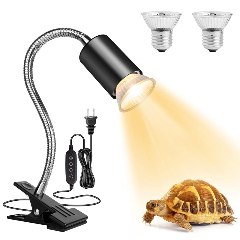 Buddypuppy Reptile Heat Lamp, Adjustable and Timed Terrarium Heat Lamps with 360° Rotatable Hose ,UVA/UVB Turtle Habitat Aquarium Basking Lamp with 2 Bulb Suitable for Reptiles Turtle Lizard Snake - PawsPlanet Australia