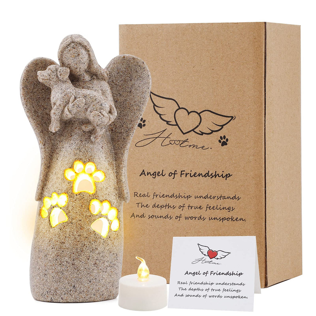 BEARAE Angel of Friendship Dog Memorial Gifts Candle Holder Pet Loss Candle Gifts Sculpted Hand-Painted Figure Sympathy Angel Gift Dog Angel Figurines Decor for Grieving Pet Dog Owners Sandstone - PawsPlanet Australia