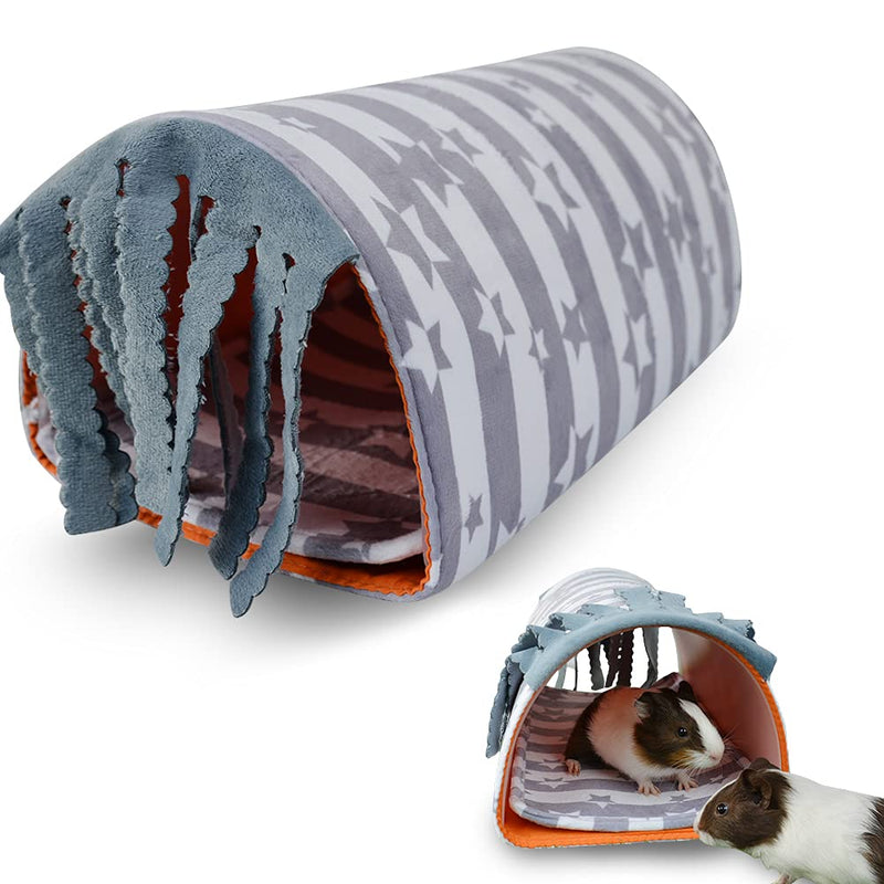 Pet Small Animal Tunnel,HOMEYA Guinea Pig Hideout Play Tube Toys Hideaway Bedding with Fleece Forest Curtain for Chinchillas,Hedgehogs,Rats,Sugar Glider-Removable Two Side Pad Cage Accessories-Rainbow Grey Star - PawsPlanet Australia