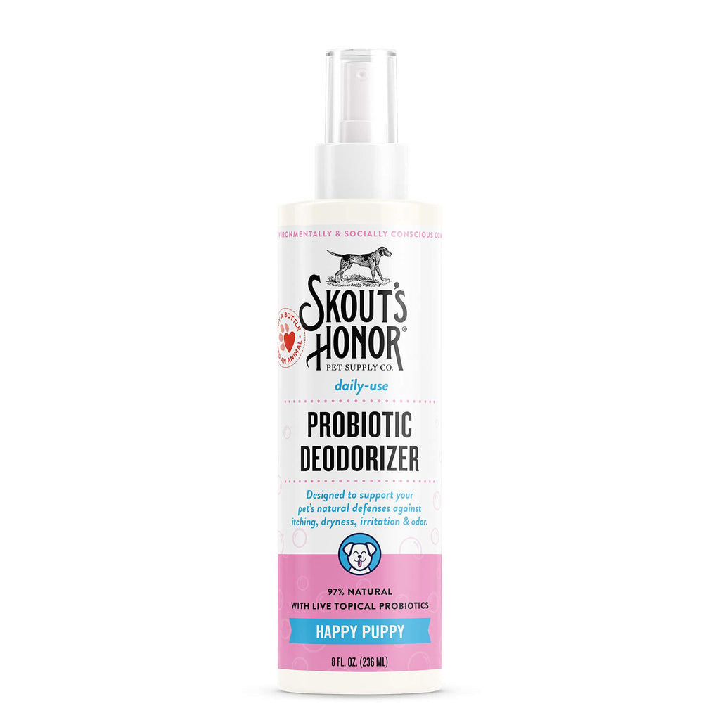 SKOUT'S HONOR: Probiotic Deodorizer 8 fl. oz. - Hydrates and Deodorizes Fur, Supports Pet’s Natural Defenses, PH-Balanced and Sulfate Free - Avocado Oil (Happy Puppy) - PawsPlanet Australia