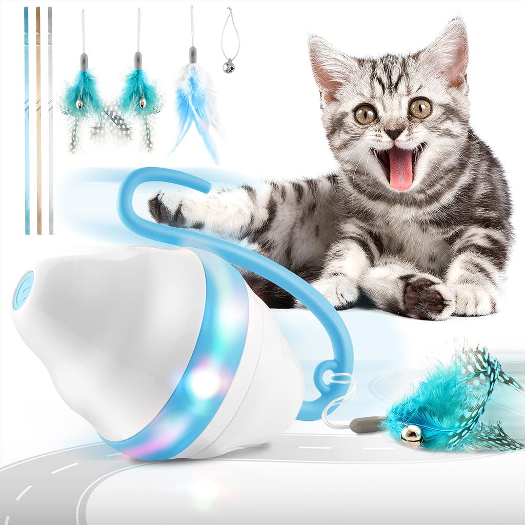 Biilaflor Interactive Cat Toys for Indoor Cats Rolling Mouse Cat Feather Toys Pet Toys with USB Rechargeable 2 Speed Mode Automatic 360° Self Rotating Colorful Light Low Noise for Indoor Cats Kitten - PawsPlanet Australia