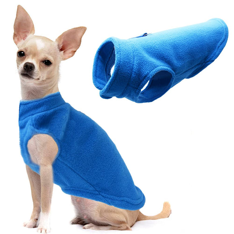 Dog Fleece Vest Soft Winter Jacket Sweater with D-Ring Leash Cold Weather Coat Hoodie for Small Medium Large Dogs Blue - PawsPlanet Australia