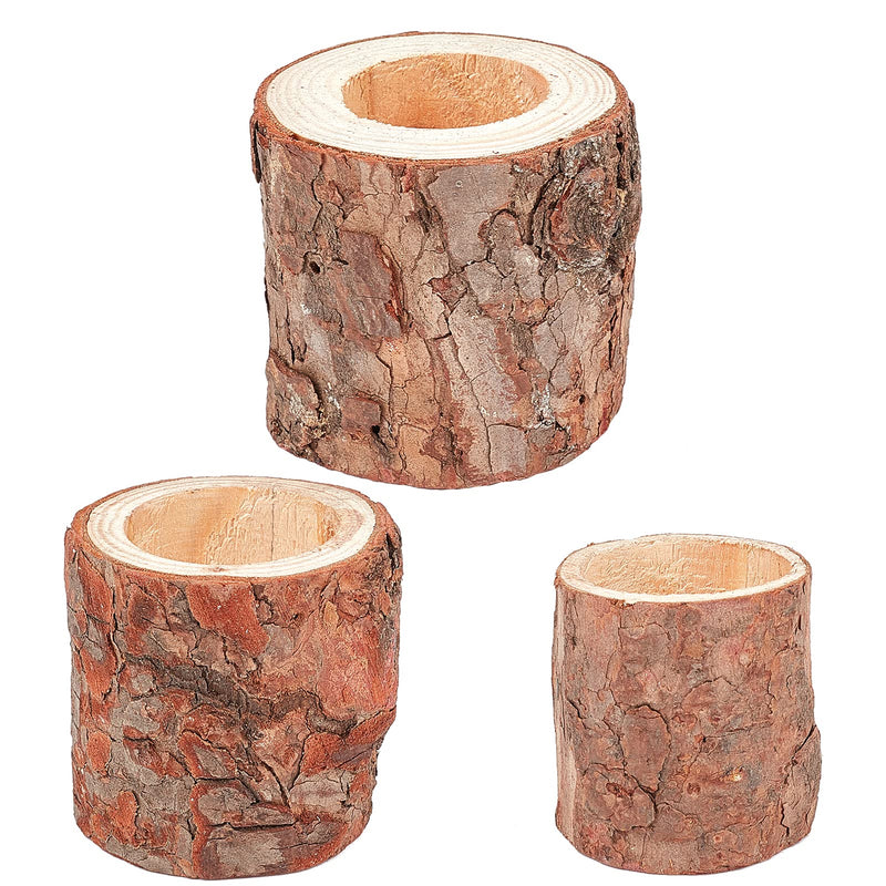 GORGECRAFT 3Size Natural Pine Wood Candle Holders Wooden Tea Light Wood Candlestick Holders Succulent Planter for Rustic Wedding Party Birthday Holiday Home Decoration (2",2.4",2.8") - PawsPlanet Australia