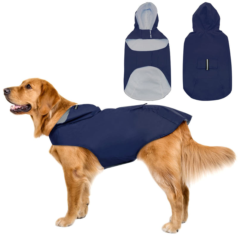 SUNFURA Extra Large Dog Raincoat, Hooded Outdoor Dog Poncho Rainwear with Reflective Strip and Pocket, Breathable Lightweight Dog Rain Coat Jacket for Large Dogs XXX-Large Blue - PawsPlanet Australia