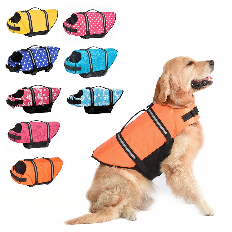 Dogcheer Dog Life Jacket, Dog Life Swim Vest Small Medium Large, Reflective Puppy Life Jacket Dog Floatation Vest PFD with Enhanced Buoyancy and Rescue Handle for Swimming Boating XX-Small Orange(Chest Girth 28-35cm/11-13.78") - PawsPlanet Australia