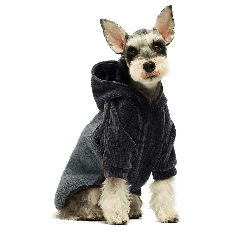 Fitwarm Velvet Thermal Dog Coat Puppy Winter Clothes Girl Pet Jacket Cat Hoodie Outfits Pullover Doggie Sweatshirt XS Grey - PawsPlanet Australia