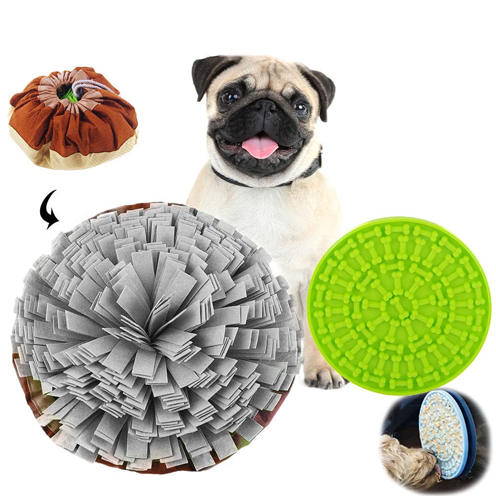 Snuffle Mat for Dogs Lick Mat Set, Dog Slow Eat Bowl Training Foraging, Fun to Use Design Durable and Machine Washable, Dogs Feeding Mat Travel Dog Treat Dispenser 1 Count (Pack of 1) Gray - PawsPlanet Australia