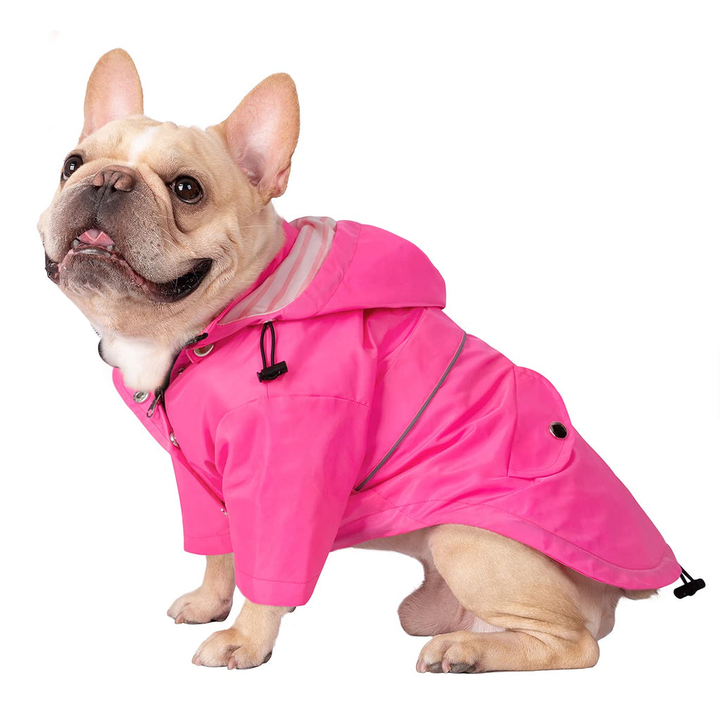 HDE Dog Raincoat Double Layer Zip Rain Jacket with Hood for Small to Large Dogs Pink - PawsPlanet Australia