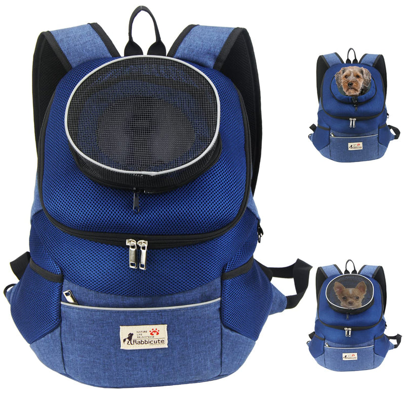 RABBICUTE Pet Dog Carrier Backpack Adjustable Breathable Front Pack Head Out Removable Design Puppy Cat Dog Backpack for Small Dogs Cats Padded Shoulder Bag for Travelling Hiking Camping Outdoor Trip M (<6LBS, size refer to picture 5) BLUE - PawsPlanet Australia
