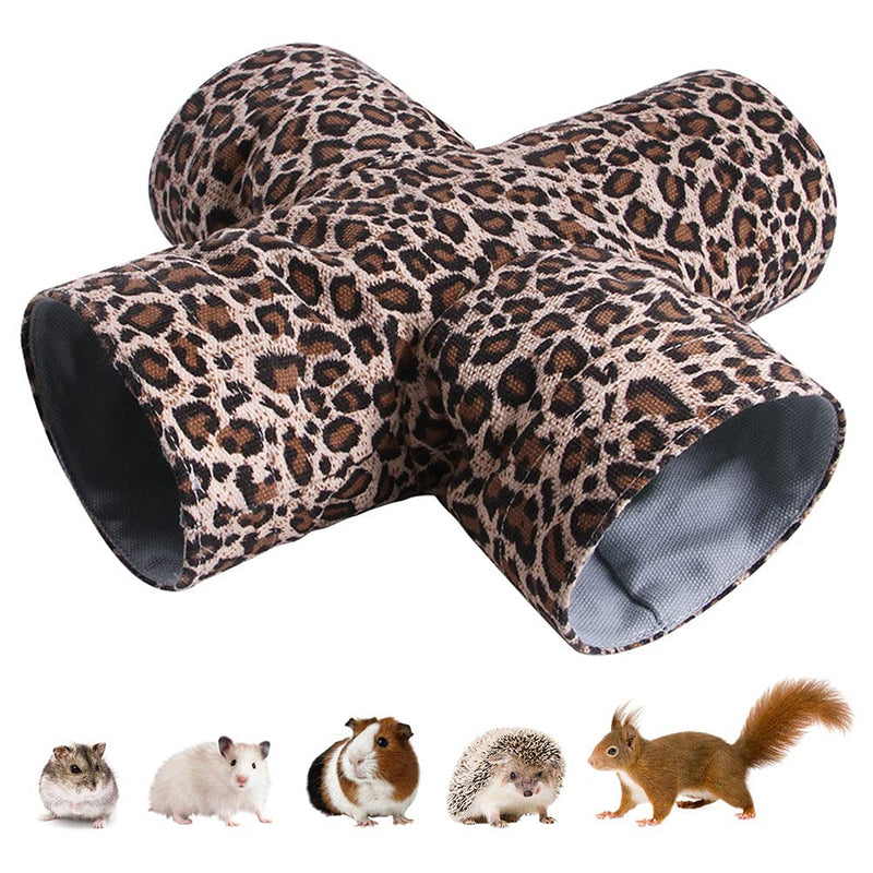 JWShang Guinea Pig Tunnels and Tubes, Guniea Pig Hideaway Play Tunnel, Hedgehog Hideout Tunnel Toy for Small Animal, Hamster, Mice, Rats, Gerbil Rat, Squirrel, Sugar Glider Leopard - PawsPlanet Australia