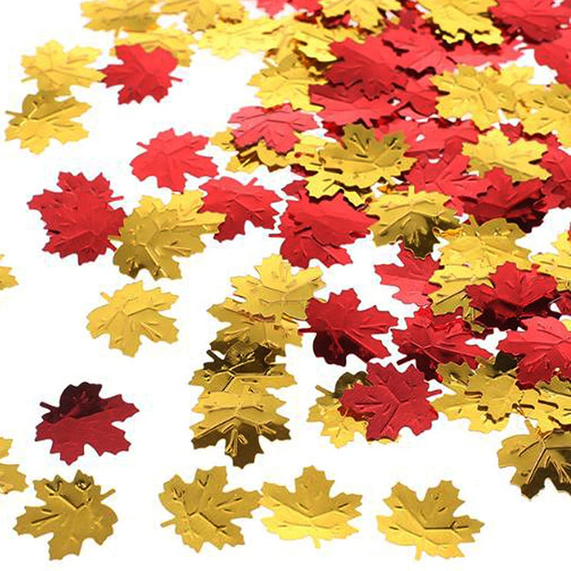 Maple Leaf Confetti Autumn Party Metal Foil Sequins, for Thanksgiving Halloween Christmas Party Table Decoration, 2.8 cm in Diameter (Red Gold) - PawsPlanet Australia