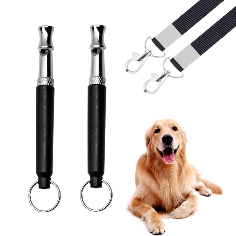 Senfhome 2 Pack Dog Whistle Ultrasonic Dog Whistles to Stop Barking Adjustable Professional Dog Training Whistle Barking Control for Pet Dog with Black Strap - PawsPlanet Australia