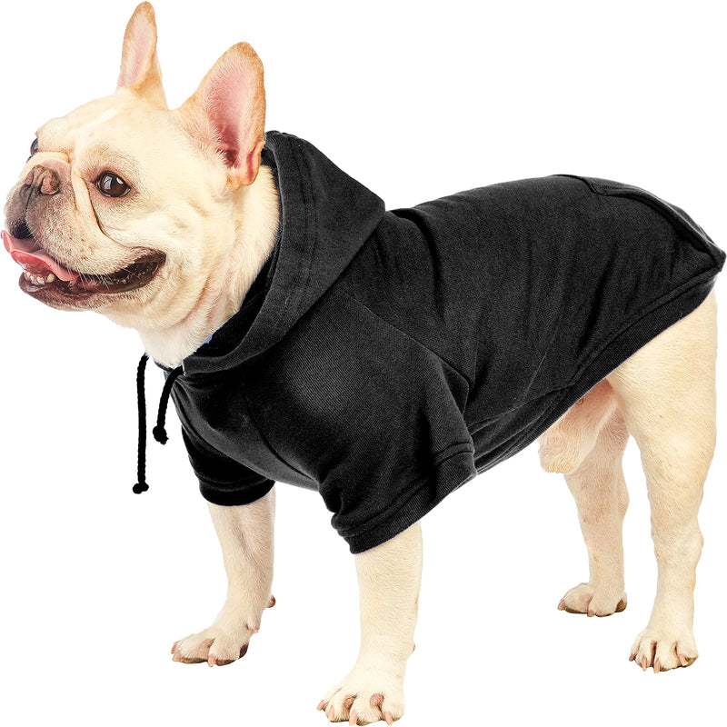 Basic Dog Hoodie Pet Clothes Sweater with Hat, Solid Color Casual Sports Hoodie Sweatshirt for Small Medium Dogs Pet hoodie black - PawsPlanet Australia