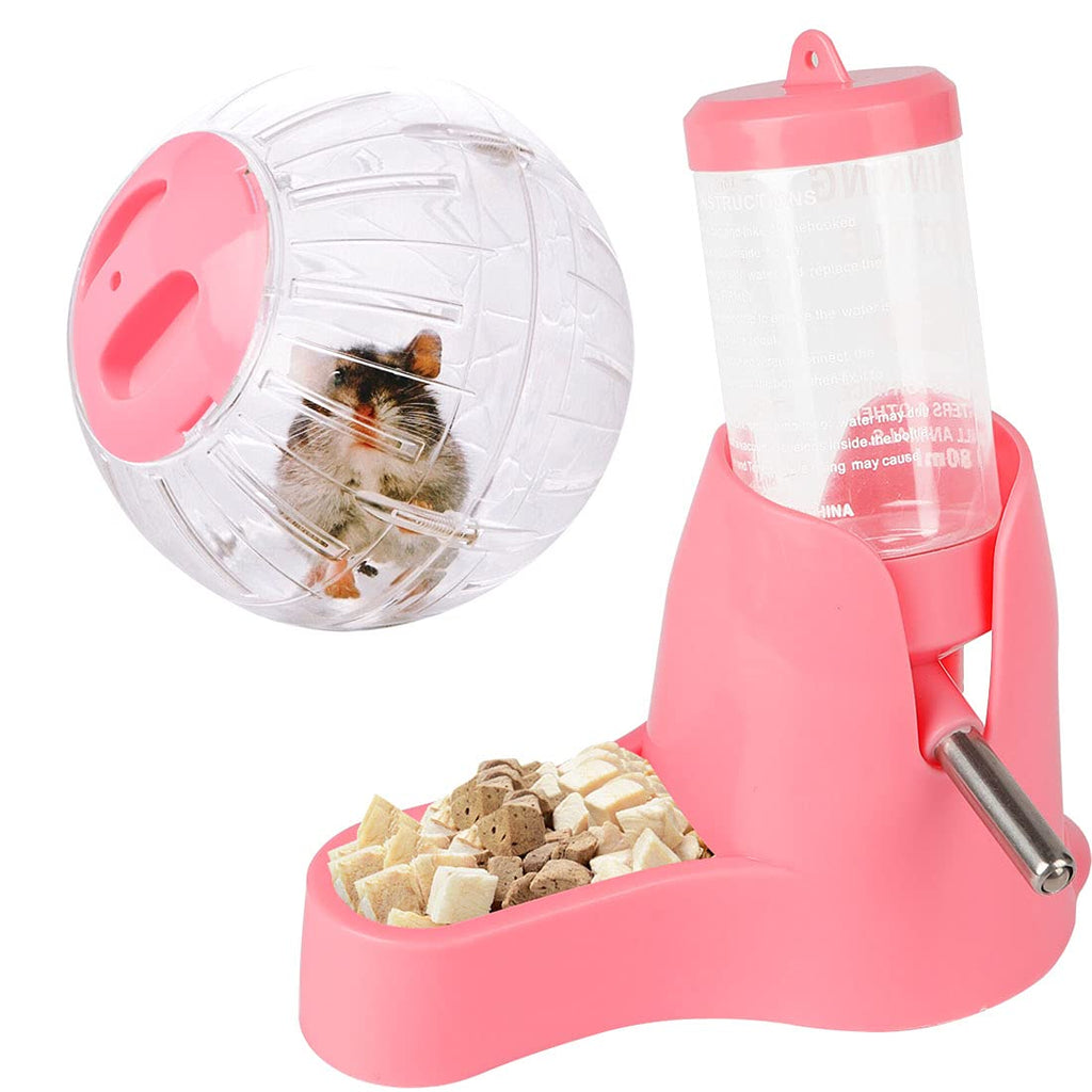 6 Inch Hamster Exercise Ball Small Animals Hamster Running Ball Wheel + Pet Small Animals Hamster Hideout Drinking Waterer 3-in-1 Hanging Water Feeding Bottles Auto Dispenser for Hamsters Rats Pink - PawsPlanet Australia