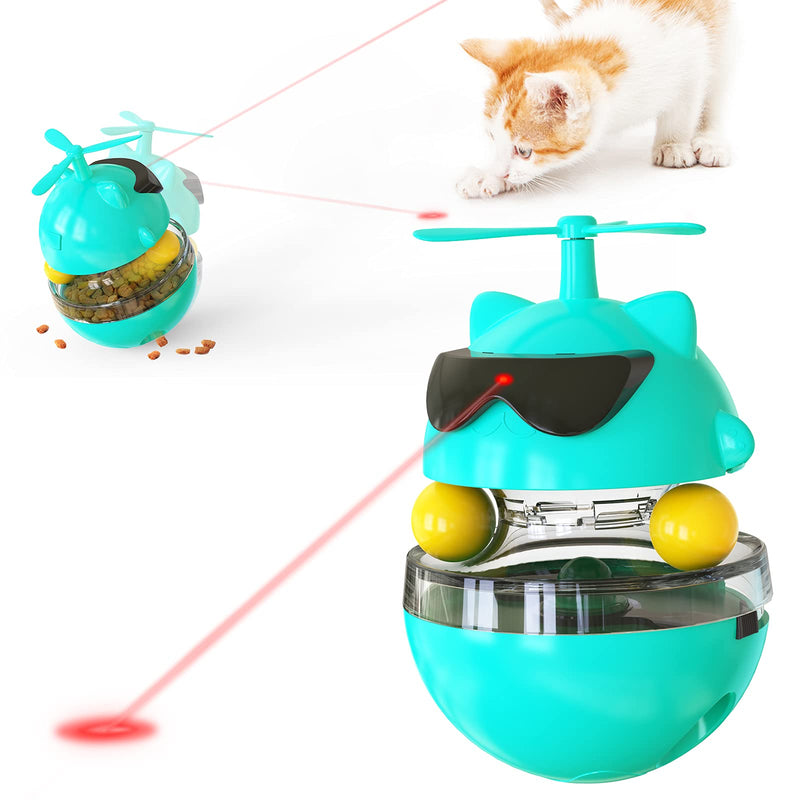 Cat Laser Toys for Indoor Playing,Food Dispensing Interactive Tumbler Slow Feeder with IQ and Mental Stimulation for Cat and Kitten Boredom Ease Eating Playing Exercise Hunting Toy (Turquoise) - PawsPlanet Australia