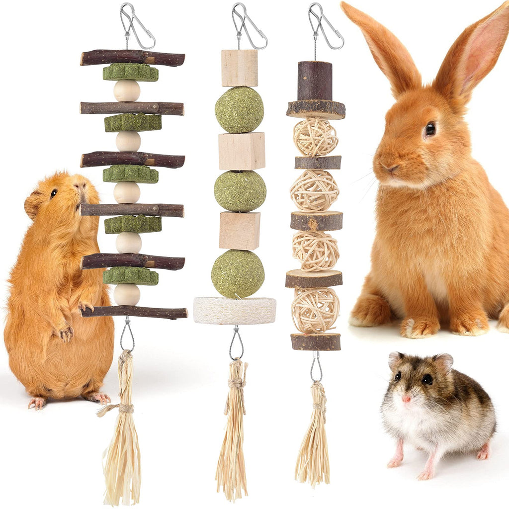 Bissap Bunny Rabbit Chew Toys for Teeth Grinding, Natural Hanging Toss Treats for Guinea Pigs Rats Hamsters Gerbils and Other Small Pets Playthings -3 Pack - PawsPlanet Australia