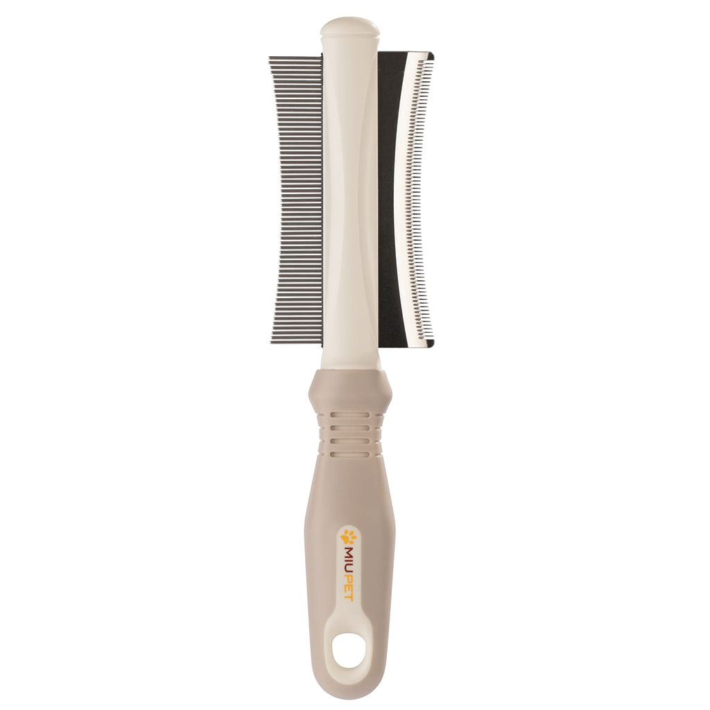 MIU PET Dog & Cat Comb for Removing Tangles and Knots, Dog Brush for Shedding,2 in 1 Professional Dog Brush for Long Haired Dogs & Cats, Effectively Remove Dead & Floating Hair - PawsPlanet Australia