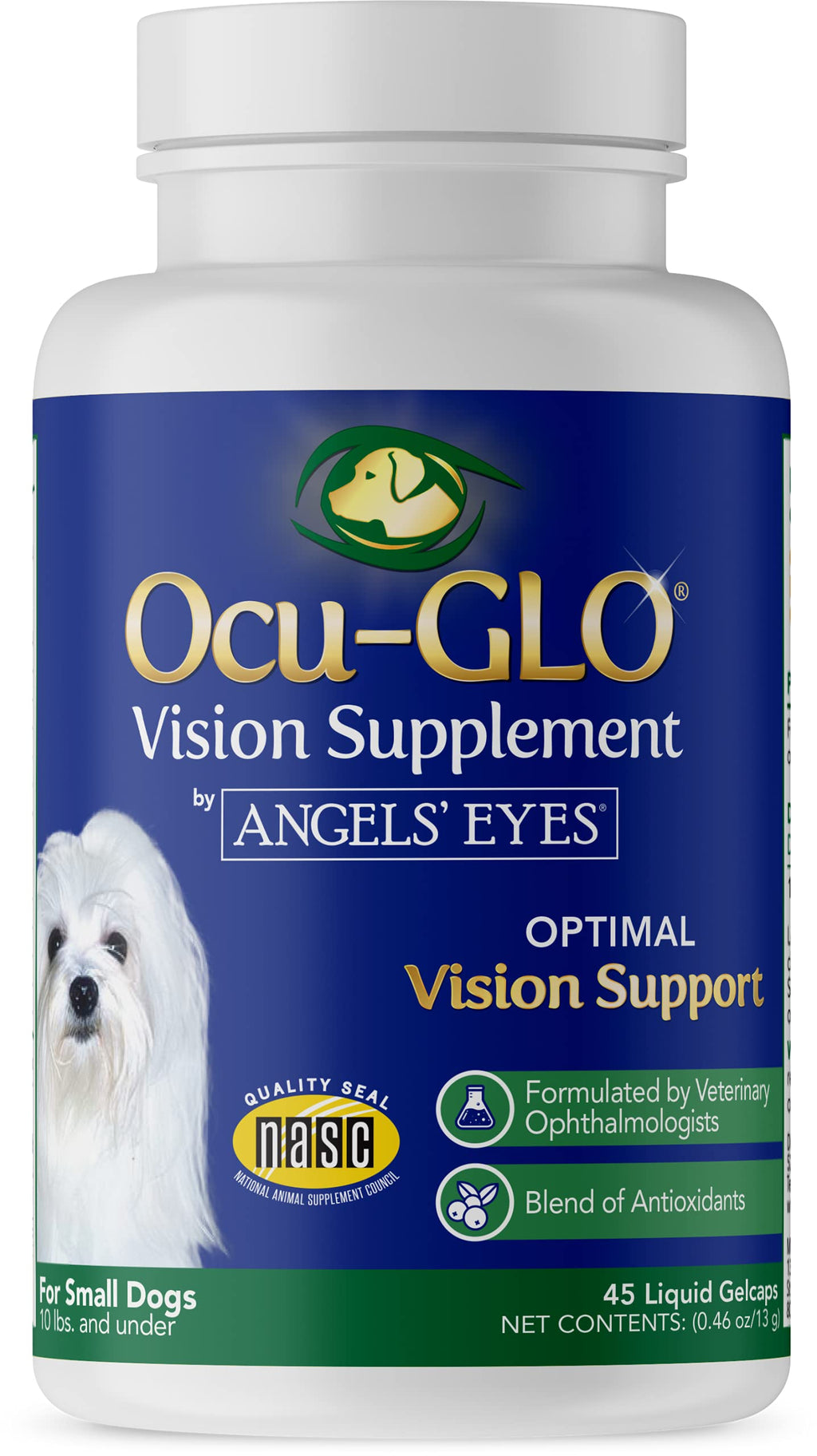 Ocu-GLO by Angels’ Eyes Vision Supplement for Dogs | Grapeseed Extract, Lutein, Omega-3 Fatty Acids | Supports Eye Health | Antioxidants for Canine Eye Care | Daily Eye Vitamins, 45 Count Small Dogs - PawsPlanet Australia