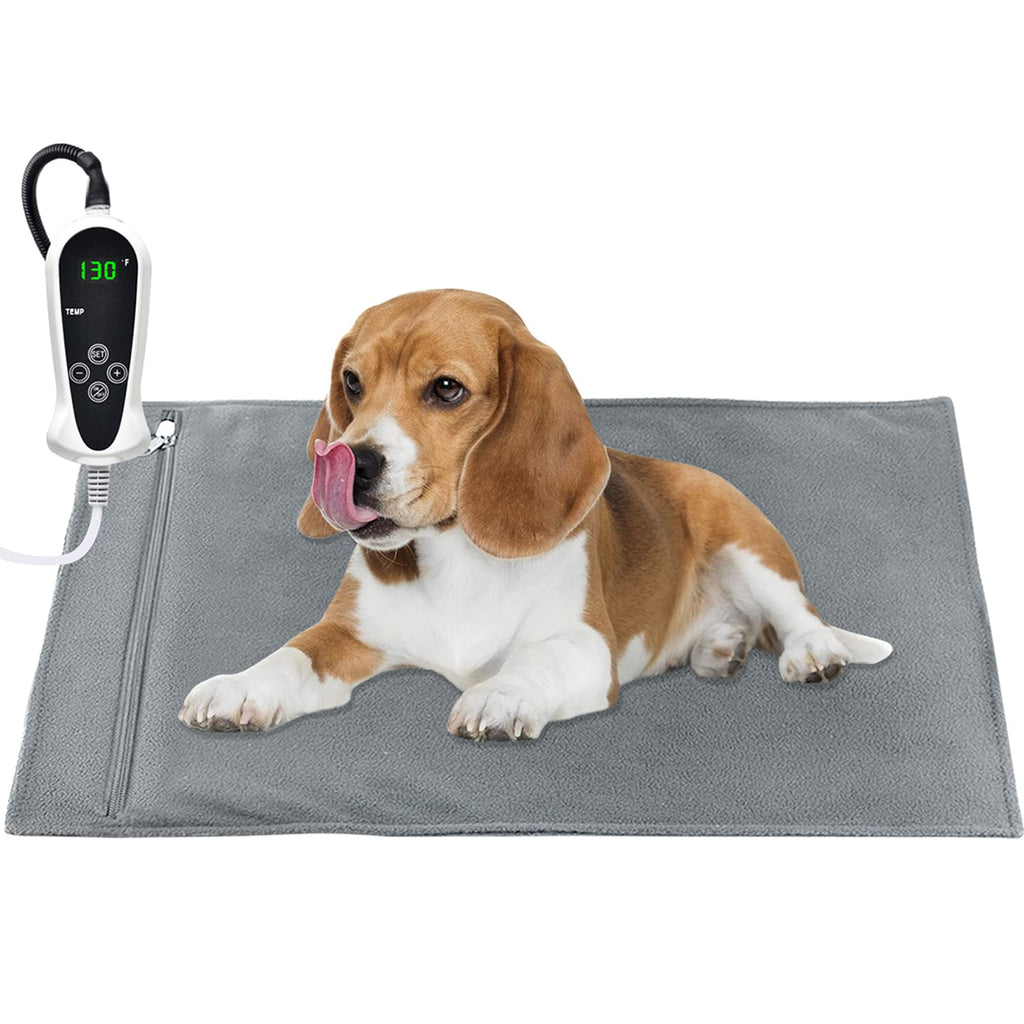 Pet Heating Pad Large, Dog Cat Warming Pad Electric Heating Pad for Dogs and Cats Indoor Warming Mat with Auto Power Off L-22"*18" Grey - PawsPlanet Australia