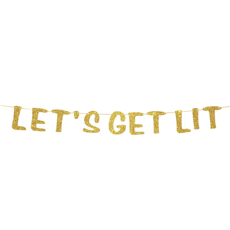 KakaSwa Let's Get Lit Banner, Gold Glitter Party Banner, Bachelorette Party, Bridal Shower, Christmas, New Years Eve, Birthday Party Decorations - PawsPlanet Australia