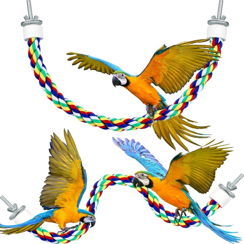 Weewooday 2 Pieces Toy Bird Rope Perches Climbing Rope Bungee Bird Toys Rope Perch Stand Cage Rope Comfy Perch Parrot Toys for Parrot, Parakeets Cockatiels, Conures 15.74 Inch - PawsPlanet Australia