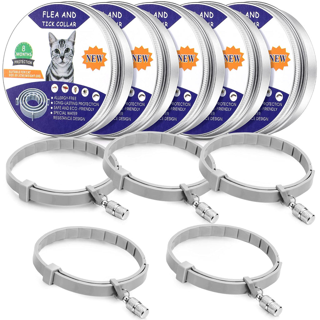 5 Set Cat Collar Adjustable Waterproof Cat Collars Reduce itching Cat Collars with 5 Pet ID Pendants Grey - PawsPlanet Australia