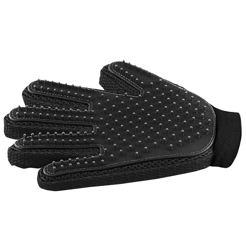 Pet Hair Remover Glove - Gentle Pet Grooming Glove Brush - Deshedding Glove - Massage Mitt with Enhanced Five Finger Design - Perfect for Dogs & Cats with Long & Short Fur - 1 Pack (Right-Hand) Black - PawsPlanet Australia