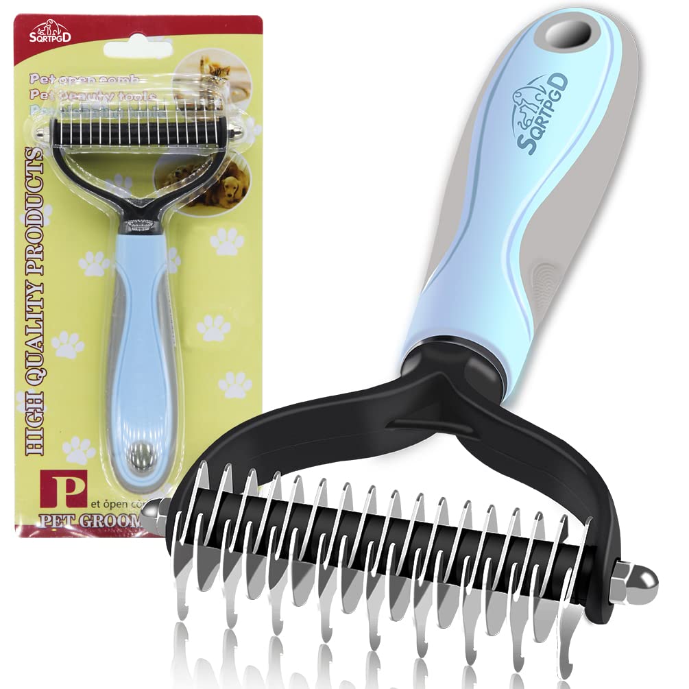 SQRTPGD Pet Grooming Brush for Shedding, 2 Sided Professional Dematting Comb Grooming Undercoat Rake for Cats & Dogs. - PawsPlanet Australia