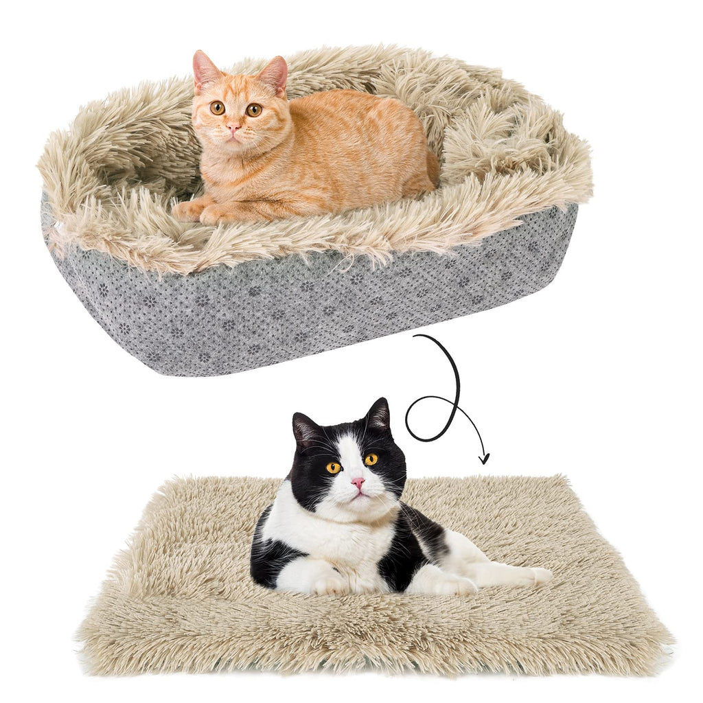 SCENEREAL Self-Warming Cat Bed Mat for Cats Small Dogs, Function 2 in 1 Soft Plush with Anti-Slip Bottom, Washable Pet Mat Autumn Winter Indoor Snooze Sleeping for Kittens Puppy Dog - PawsPlanet Australia