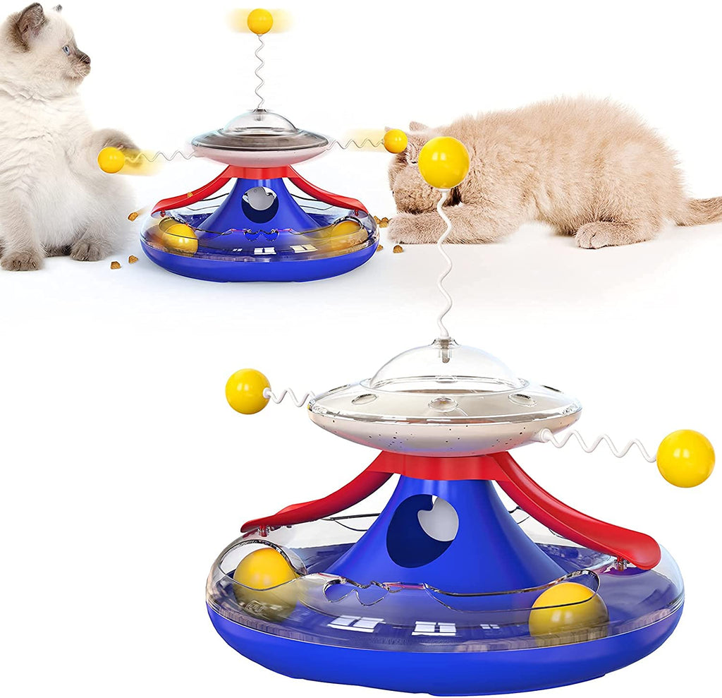 GD POLULASH Interactive Cat Toy for Indoor Cat Food Leaking Puzzle Feeder Toy Cat Tumbler Track Toy Balls with Teasing SticksMental Physical Cat Toy Exercise Kitten Supplies Toy - PawsPlanet Australia