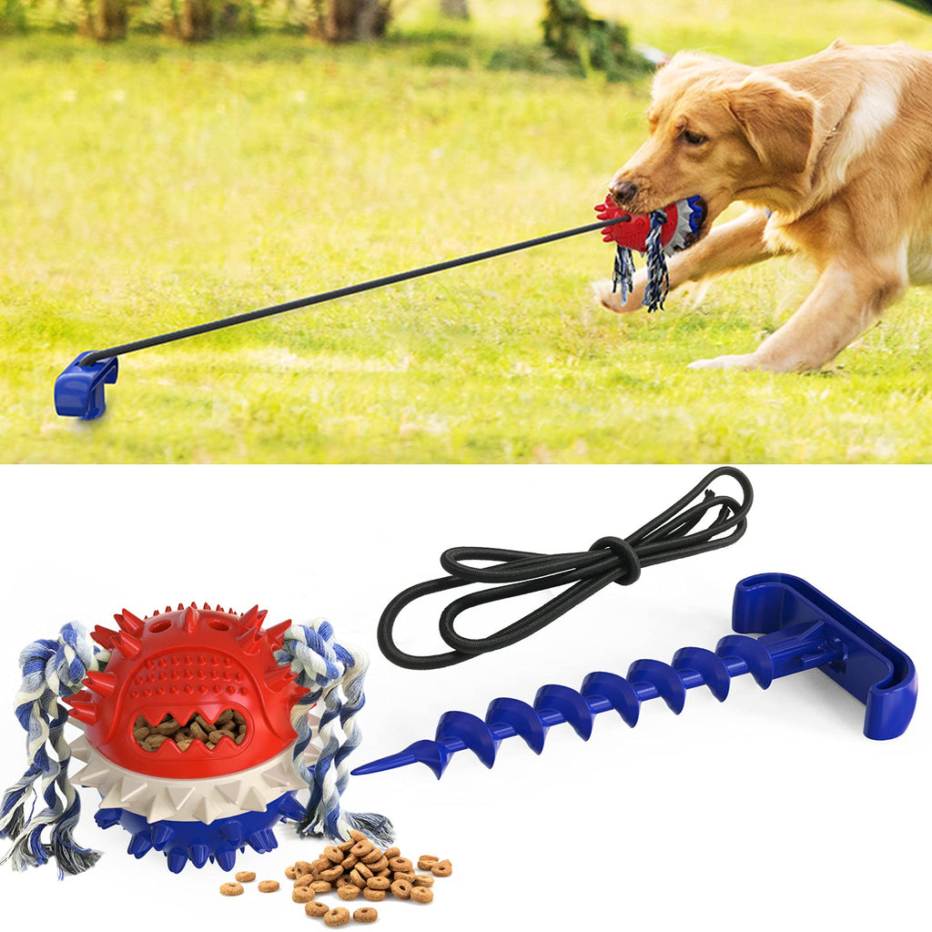 Dog Chew Toys for Aggressive Chewers,Interactive Indestructible Dog Toys for Aggressive Chewers,Durable Tough Rubber Rope Teething Toys Leaking Food Toy for Puppy Small Large Breed Outdoor Tug of War BLUE - PawsPlanet Australia