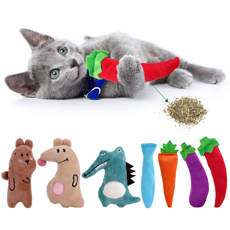 XINYANS 7Pcs Catnip Toys for Cats,Cat Toys with Catnip,Cat Chew Bite Toys for Indoor Cats Interactive,Includes 7 Different Cute Shapes Design Pet Toys - PawsPlanet Australia