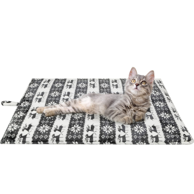 PUPTECK Self Warming Cat Bed Mat Anti-Slip Cat Dog Self Heating Thermal Crate Pad for Cold Days Indoor Outdoor Elk&Snow Flake - PawsPlanet Australia