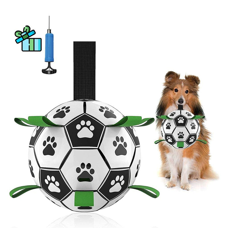 VOLTRA Dog Soccer Ball with Grab Tabs for Small & Medium Dogs -6 Inch Upgraded Interactive Dog Balls for Tug of War-Durable Indoor Outdoor Dog Toys for Your Puppies. - PawsPlanet Australia