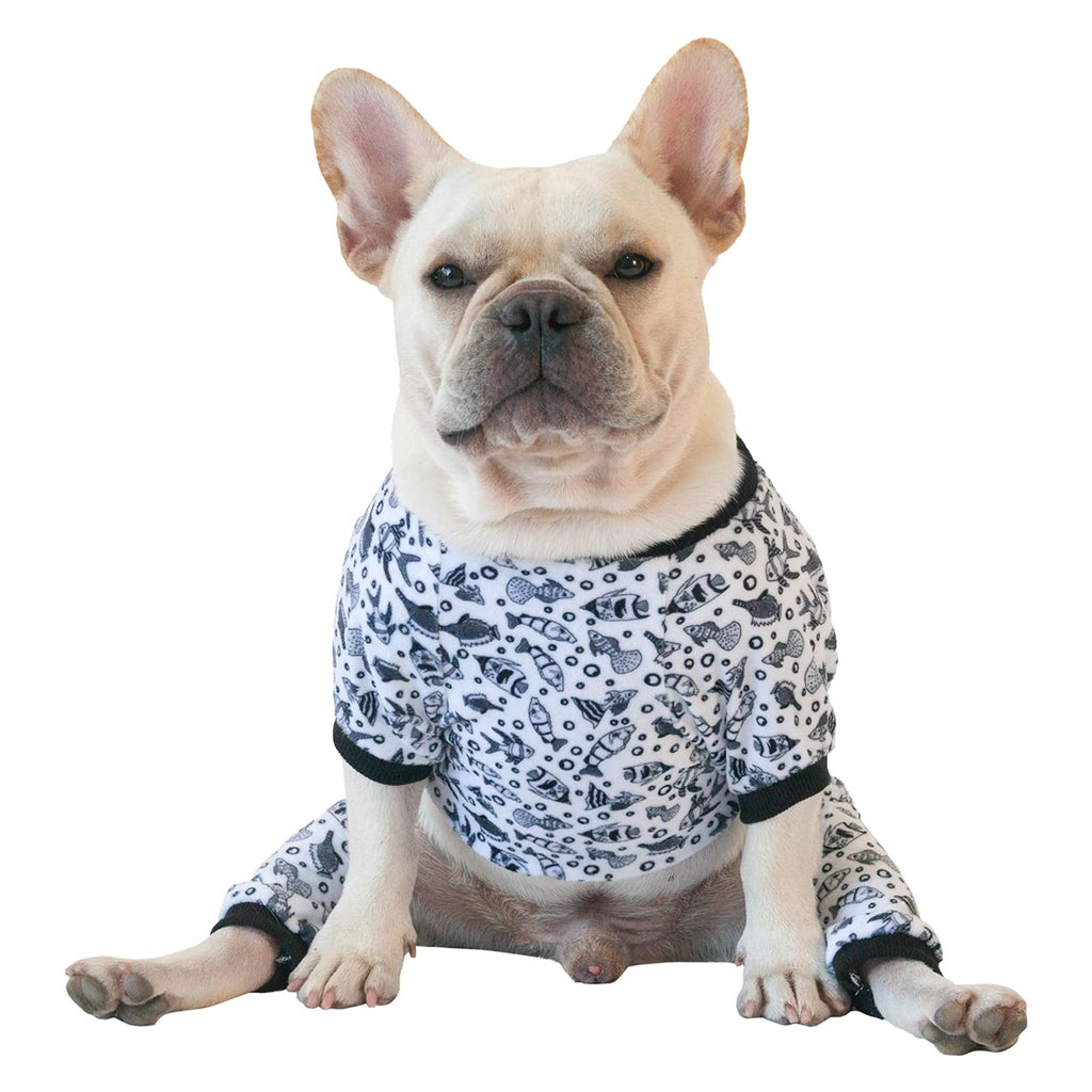 CuteBone Dog Pajamas Soft Cat Clothes Cute Puppy Apparel Doggie Outfit Pet Pjs Onesie X-Small Fishes - PawsPlanet Australia