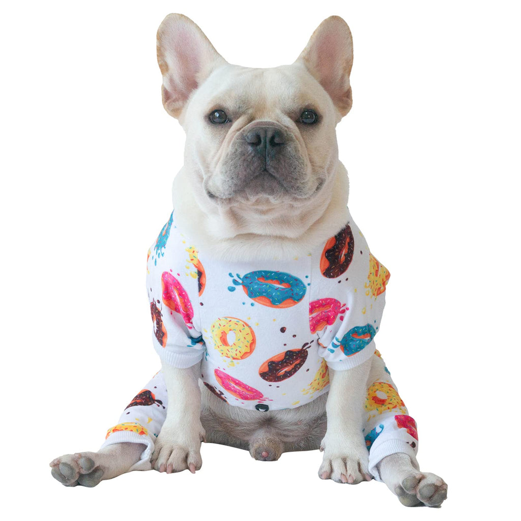 CuteBone Dog Pajamas Cat Pajamas Dog Apparel Dog Jumpsuit Pet Clothes Pjs X-Small Donut - PawsPlanet Australia