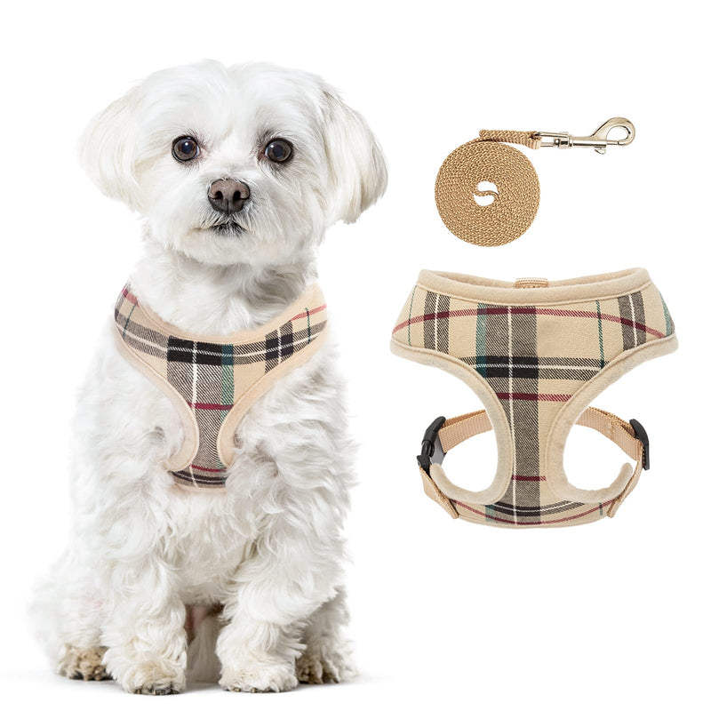 HOMIMP Adjustable Puppy Harness with Leash Classic Plaid Pet Vest Harness Padded Harness for Puppy Small Dog Using X-small - PawsPlanet Australia