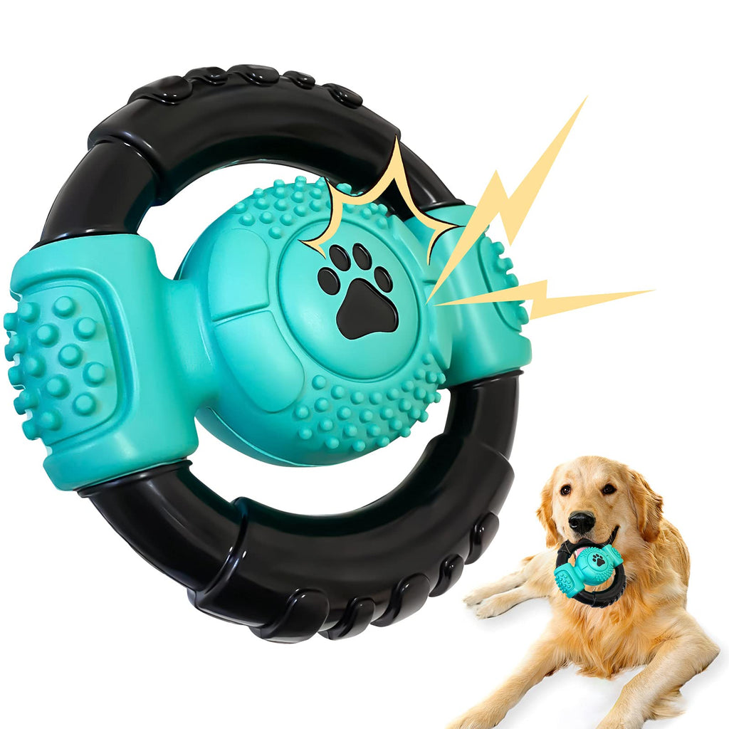 Dog Toys for Aggressive Chewers, Squeaky Tough Dog Chew Toys for Large Medium Small Dogs, Indestructible Durable Nylon and Natural Rubber Dog Teething Toy with Milk Flavor - PawsPlanet Australia