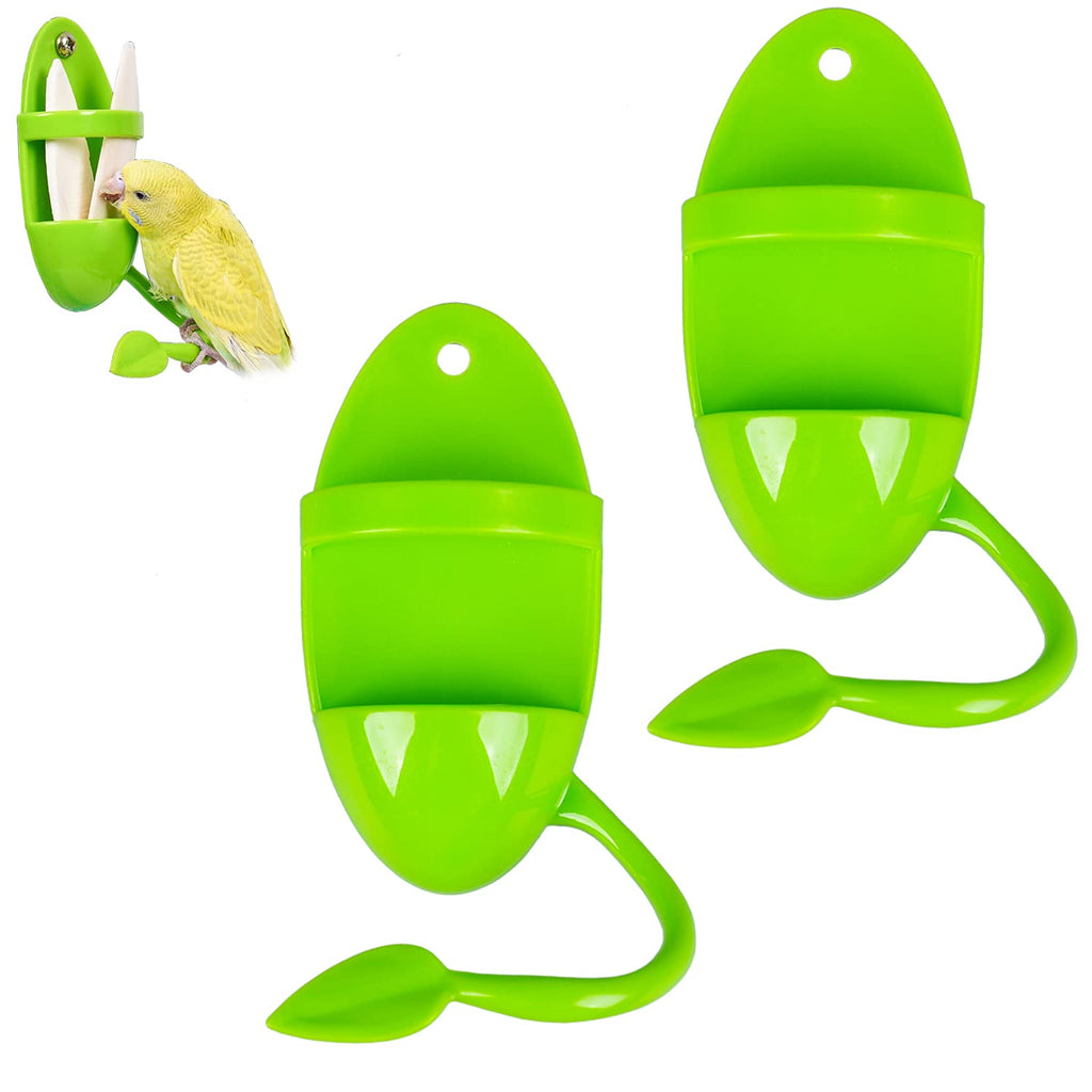 jop 2pcs Plastic Pet Bird Cuttlebone Holder Food Holder with Perches, Cuddle Bone Feeding Racks, Parrot Cage Stands Accessories for Cockatiels Parakeets Budgies Finches Green - PawsPlanet Australia